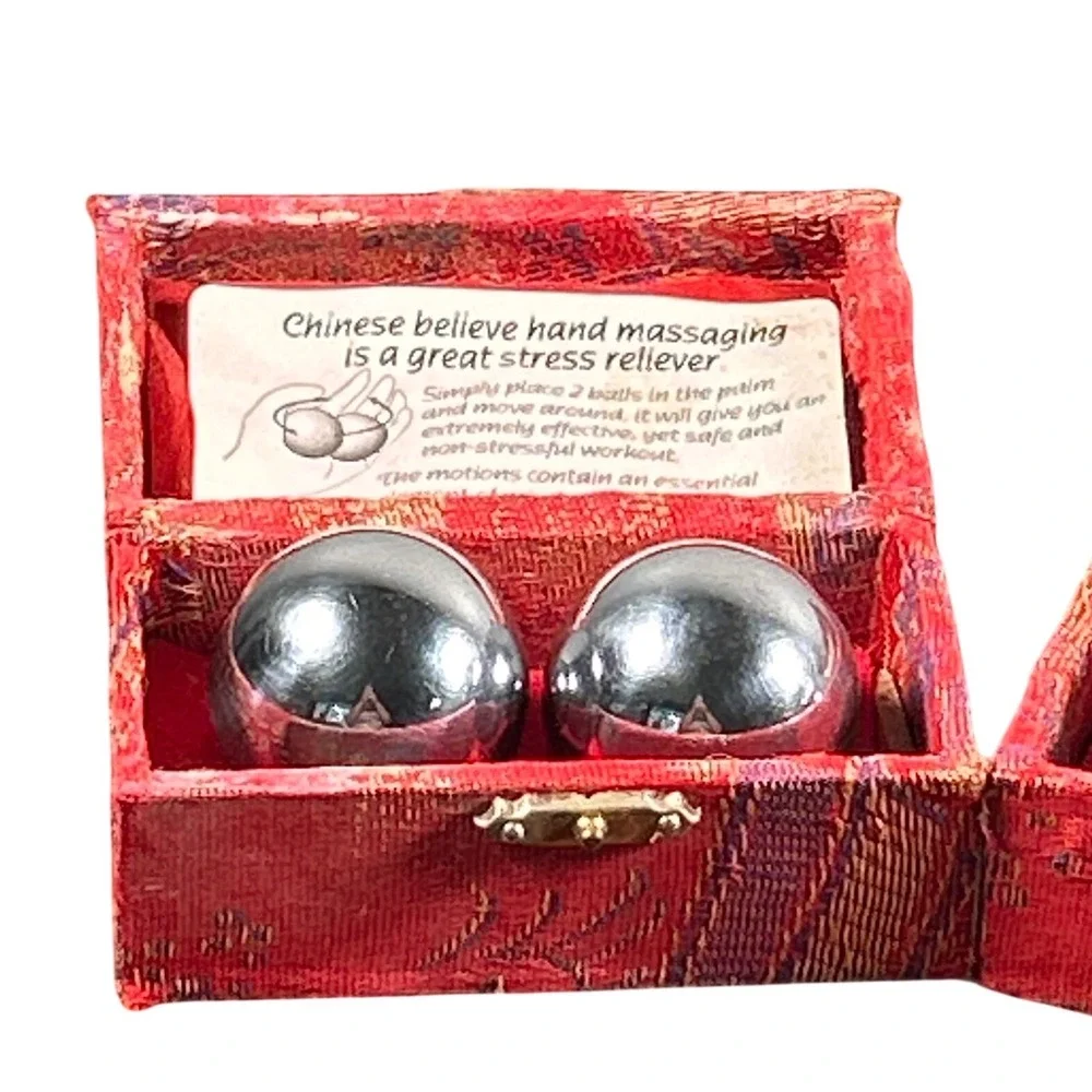 Chinese Baoding Balls Chrome Stress Relief Chime Spheres Meditation Holistic Zen